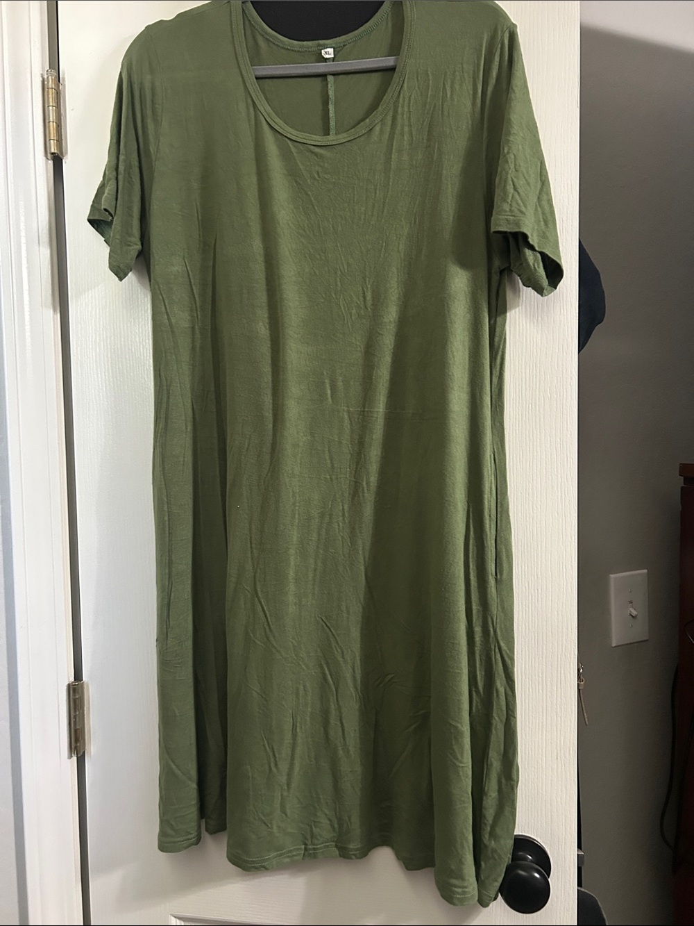 Olive Green Short Sleeve Women's Dress